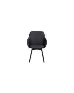 Rowico Alison tuoli käsinojilla, musta nahka