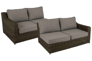 Glendon päätyosat, ulkokalusteet, polyrottinkisohva, tumman ruskea, Brafab