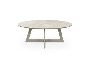 Silmu soikea sohvapöytä beige, kuvattu edestä