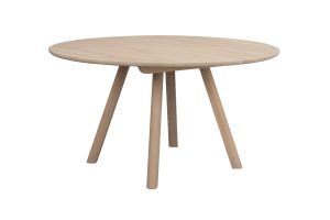 Clapperton ruokapöytä pyöreä, 140cm, whitewash, jatkettava, Rowico, Kaluste Heinoset.