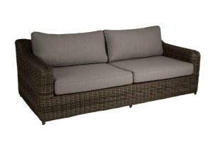 Brafab Glendon ulkosohva, 3-istuttava ulkosohva, tumman ruskea, polyrottinkikalusteet, Brafab.